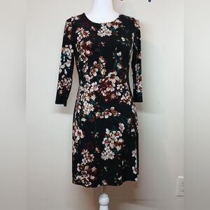 Tommy Hilfiger Floral Black & Brown Stretch Dress Size 4